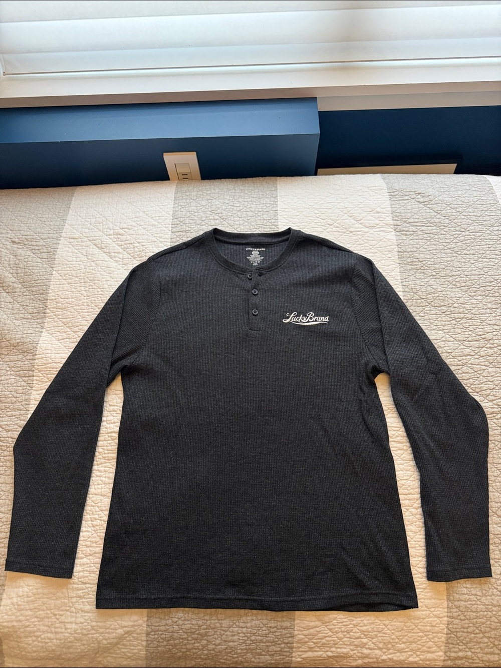 Lucky Brand Men's Black Long-Sleeve Henley Shirt
